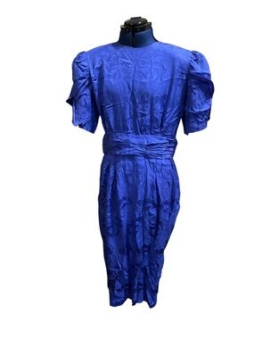 Chaus Vibrant Blue Silk Jacquard dress